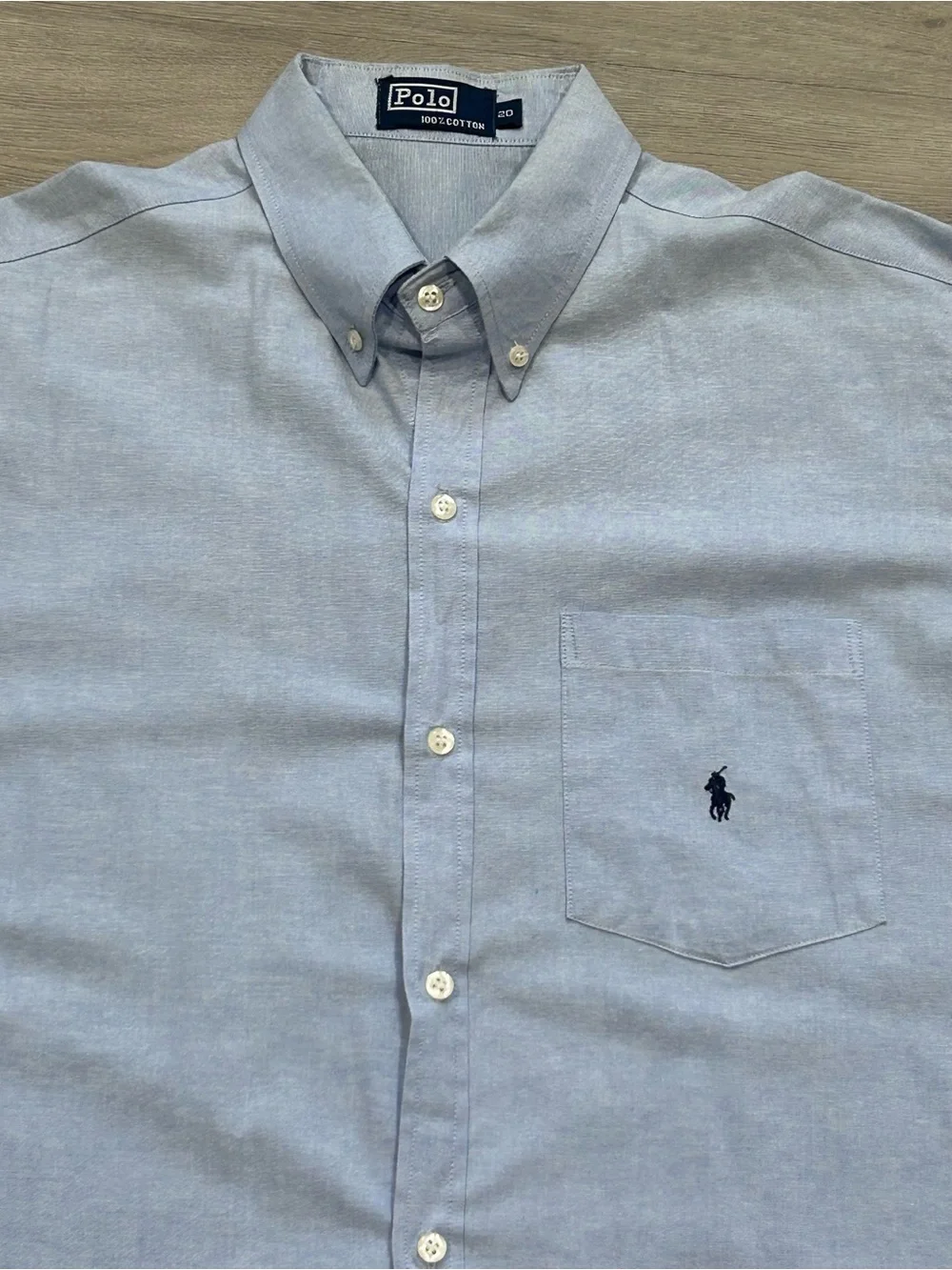 Vintage Men’s Polo Ralph Lauren Button Down Shirt Light Blue 100% Cotton